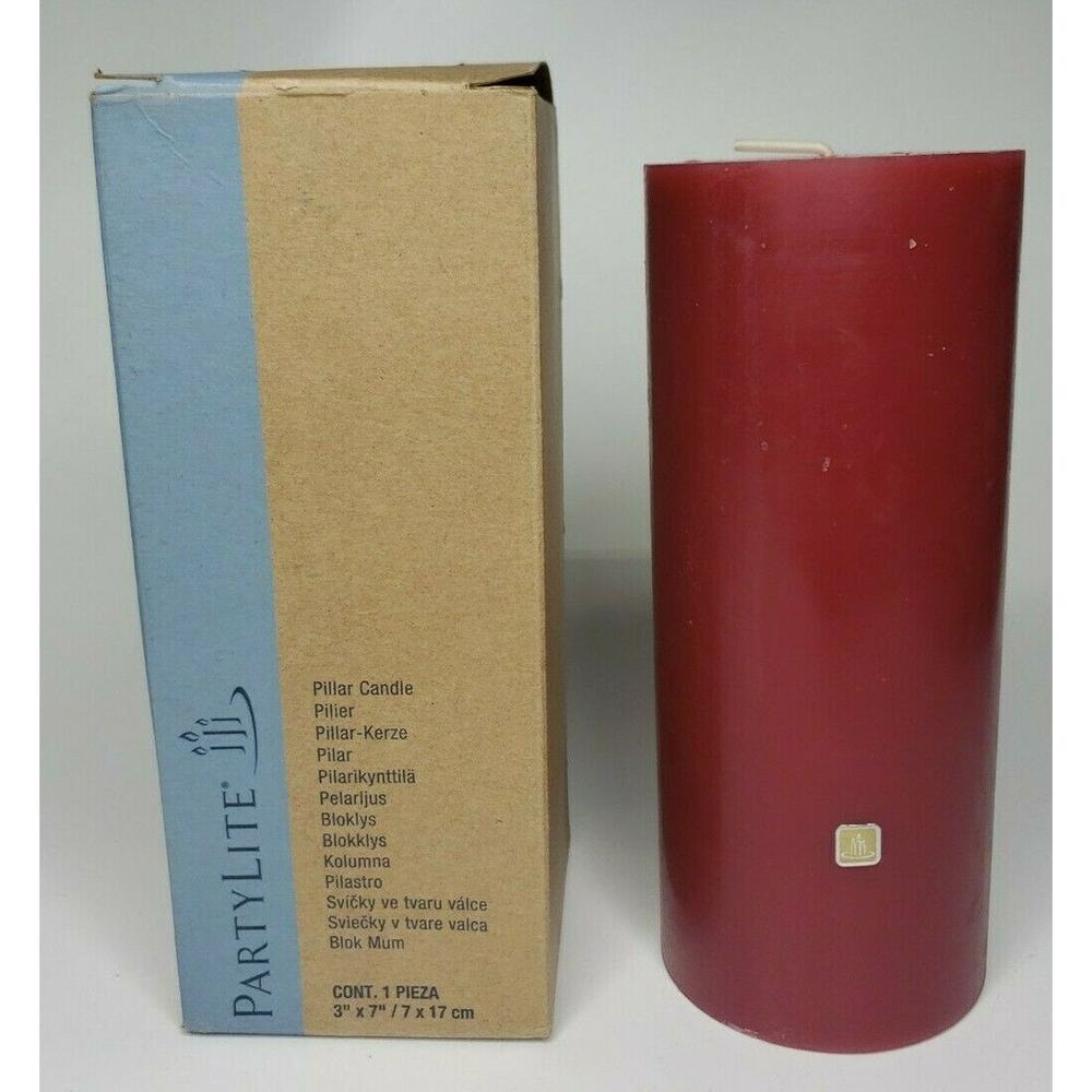 PartyLlite 3"x7" Pillar Candle New in Box Mahogany Apple Scent P6B/C37752